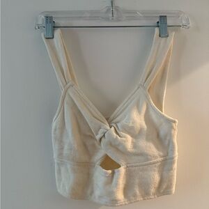 Madewell Cream Twist Front Crop Top